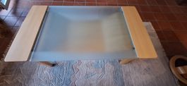 Chic Couchtisch aus Glas und Holz, skandinavisches Design...