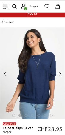 Shirt/Top Feinstrick kurz,Bonprix Bodyflirt, Gr. 40/42