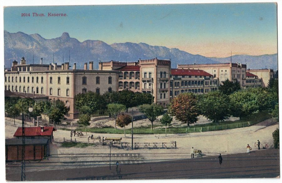 Cartoline postali: Thun, Kaserne, gelaufen 1925 mit Feldpoststempel – Usato da Frauenfeld venduto da POML