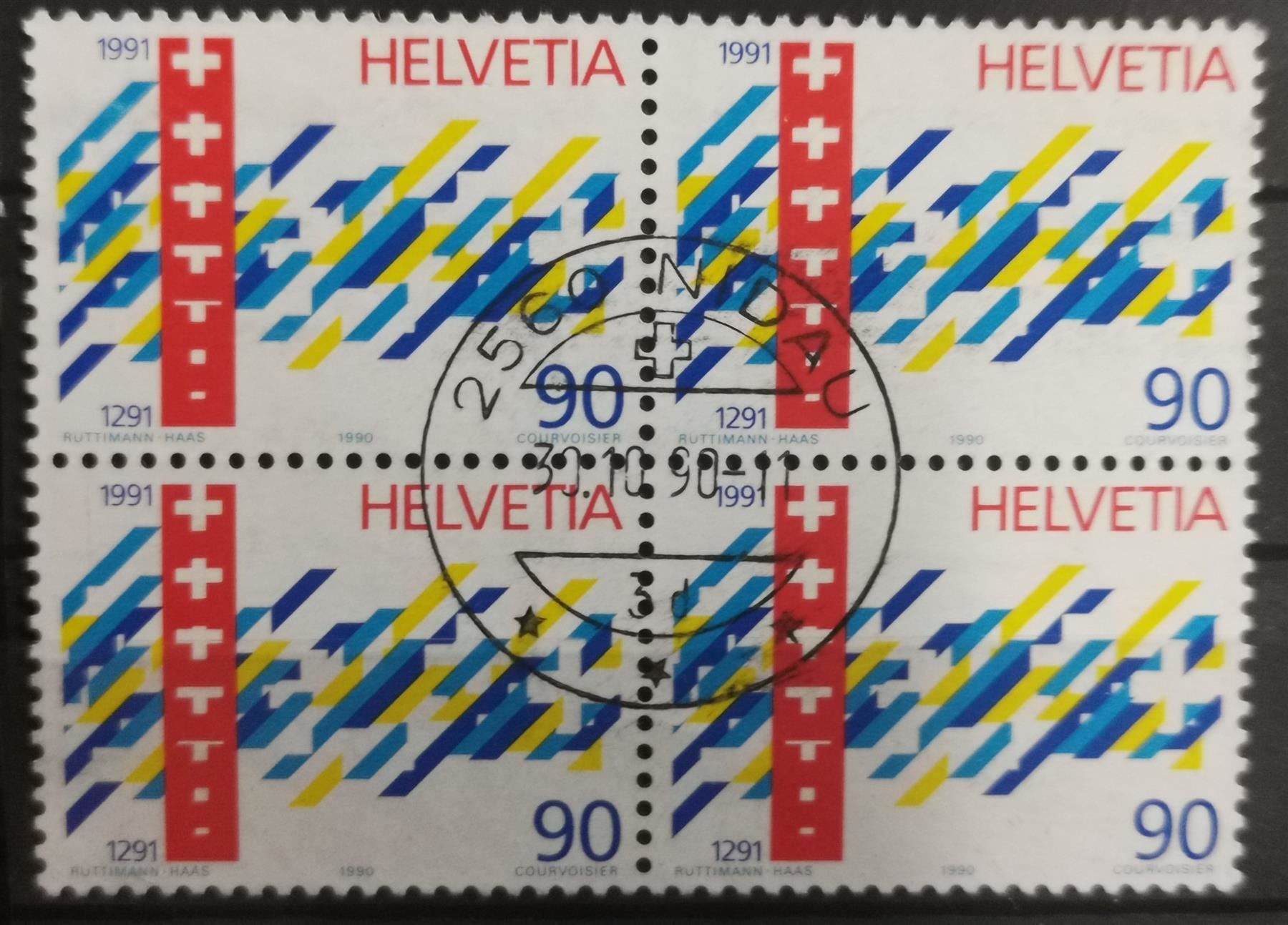 Alle Briefmarken: 1990 700 Jahre Eidgenossenschaft Viererblock – Gebraucht aus Dübendorf von goeggi79