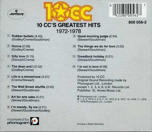 CD: CD 10CC - Greatest hits (1979) – Usato da Möriken AG venduto da mineralia 1