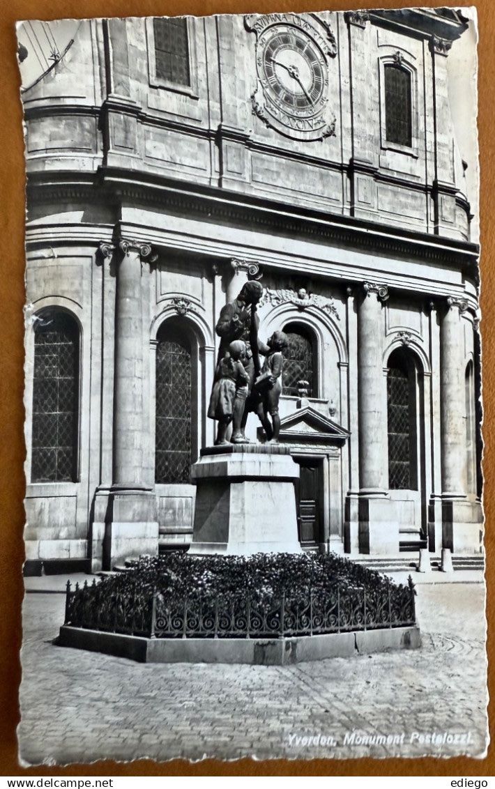 Ansichtskarten: YVERDON - Monument Pestalozzi 1944 – Gebraucht aus Lutry von Ediego