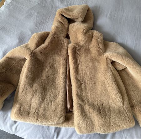 Veste courte Sandro faux fur beige doré 36