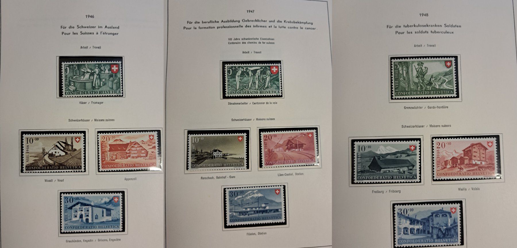 Tutti i francobolli: Pro Patria Briefmarken Lot ab 1938, postfrisch – Usato da Münchwilen AG venduto da Nesar 2