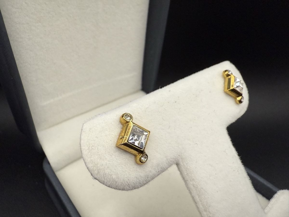 Orecchini pendenti & Orecchini a lobo: Vintage Goldfarbene Ohrringe mit Strasssteinen – Usato da Lamone venduto da LaCantinaMagica 1