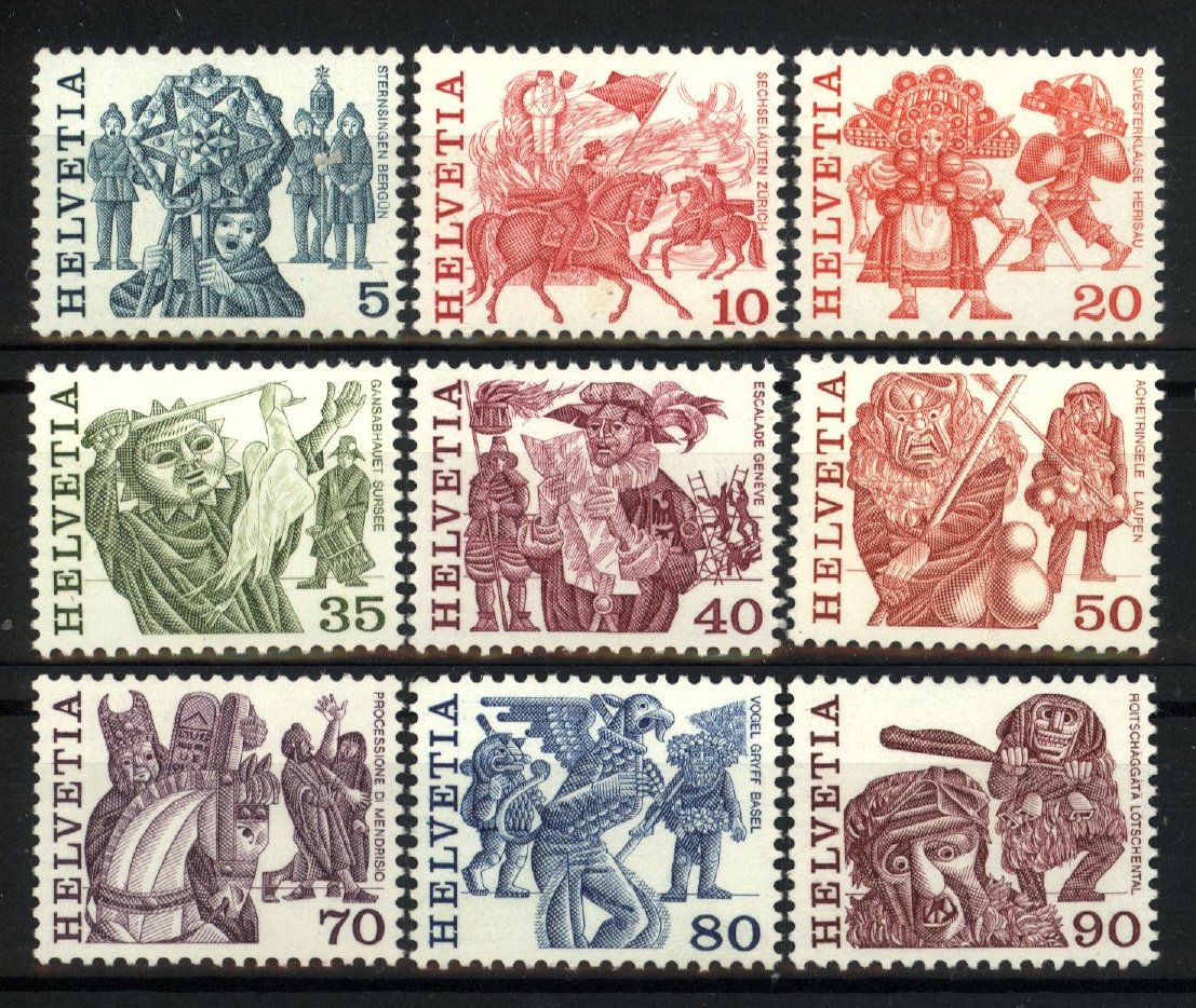Alle Briefmarken: 1977, Volksbräuche ** – Neu (gemäss Beschreibung) aus Willisau von Vollstempel