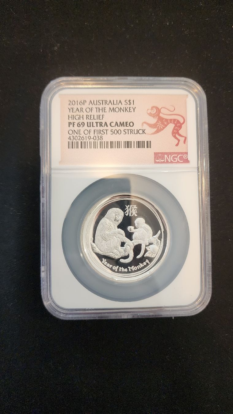 Tutti le monete: Lunar Monkey 2016 1 oz Silver PF69 HR First 500 – Nuovo (secondo la descrizione) da Petit-Lancy venduto da SilverCoinCoin 2