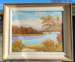 Schönes Herbstbild mit See, Original Ölgemälde, signiert