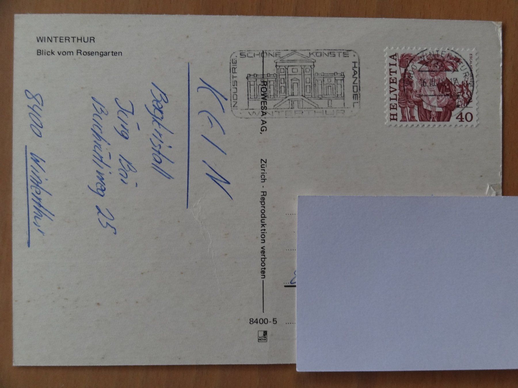 Cartes postales: Winterthur - Blick vom Rosengarten - 1978 – D'occasion à St Léonard par Riglin 1