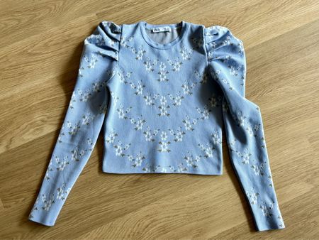 Zara Bluse Puffärmel Grösse S Blumenmuster blau