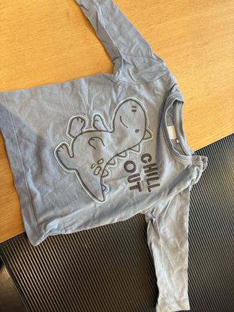 Langarmshirt Smile blau Motiv Dino Grösse 80 Baumwolle