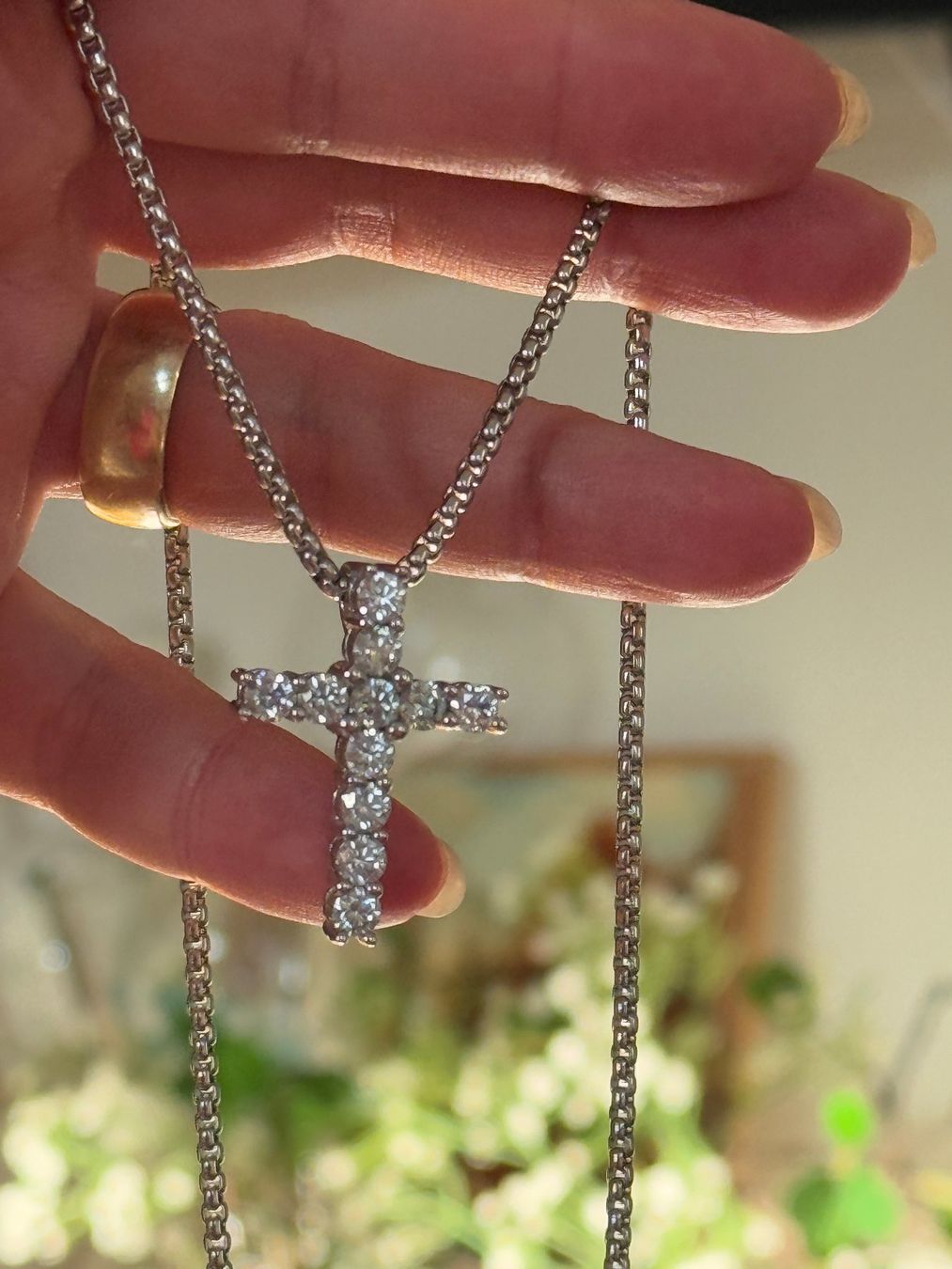 Catenine: Cross with 11 moissanites 3.8 mm each – Nuovo e nell'imballaggio originale da Genève venduto da AWWA 3