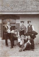 Antike Foto, Tier - Beerdigung, Skelett, Studenten ? Skurril
