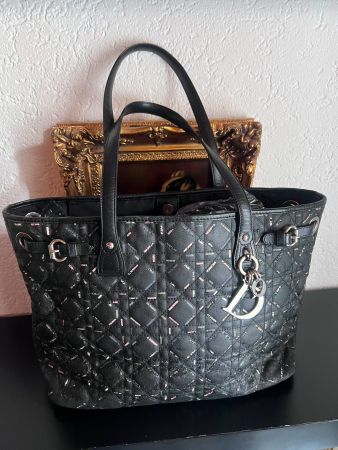 Christian Dior Shopper Tasche Schwarz CD Charm Made in Italy