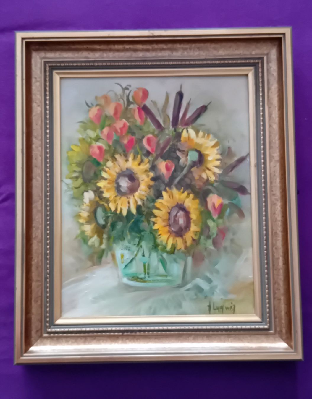 Dipinti: Original Ölbild "Sonnenblumen" von Hans Ludwig – Usato da Lupfig venduto da Mpalbert 4