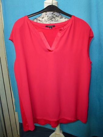 COMMA SHIRT BLUSE KRAGENLOS GR 44 VISCOSE NEU FUCHSIA