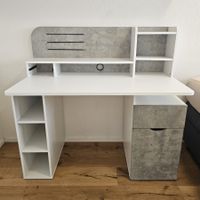 SCHREIBTISCH KINDER/JUGEND ZIMMER weiss - grau+ Bücherregal