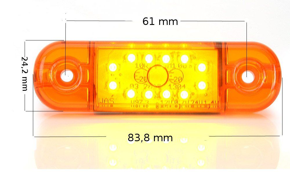 LED Umrissleuchte Positionsleuchte Gelb Seite 12-24V WAS 714