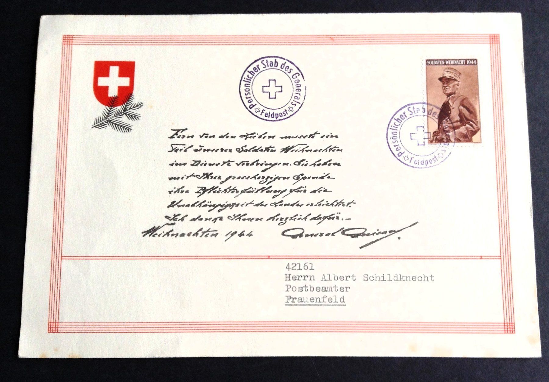 Cartes: Weihnachtskarte von General Guisan 1944 – D'occasion à Alpnach Dorf par MZ001