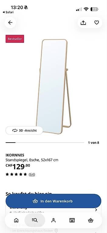 Specchi: Standspiegel IKEA – Nuovo e nell'imballaggio originale da Dietikon venduto da Cile5340