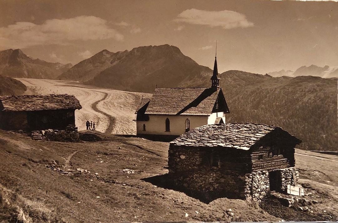 Cartoline postali: BELALP ob Brig - Gr. Aletschgletscher - 1942 – Usato da Delémont venduto da Domdom1