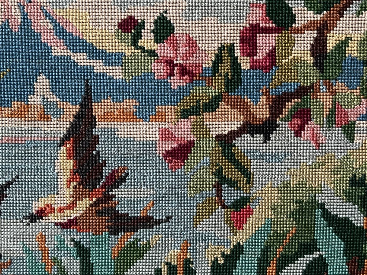 Cerchi da ricamo: Vintage Large Needlepoint Art Framed, Tapestry Decor – Usato da Genève venduto da Kookiek 3