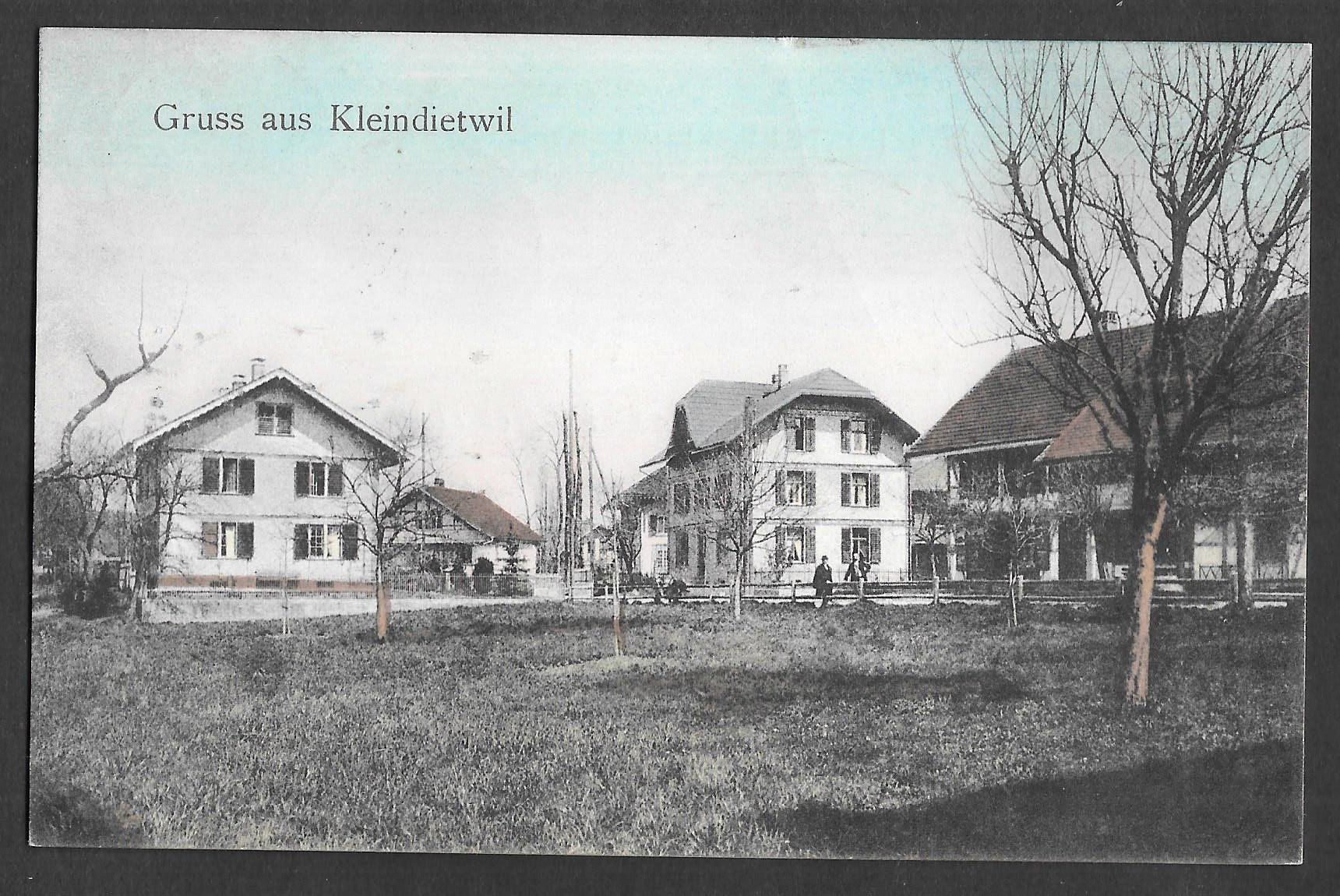 Cartoline postali: Kleindietwil colorierte Teilansicht – Usato da Olten venduto da clotaldi