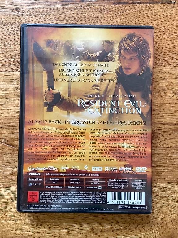 Tutti i DVDs: Resident Evil: Extinction – Usato da Zürich venduto da Sybille90 1
