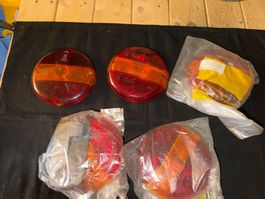 5 Stk. Rückleuchten/Rücklichter, Ø 13cm, Neu 3 Stück 2 Alt