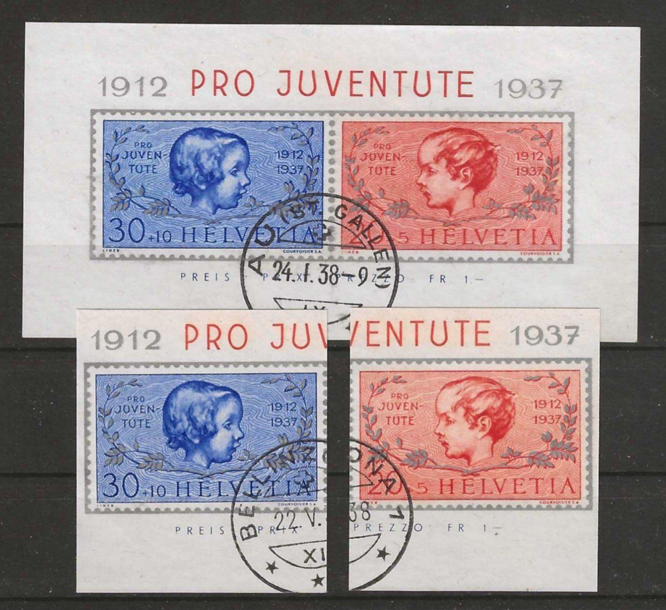 Alle Briefmarken: 1937 : Pro Juventute Block + Einzelwerte – Gebraucht aus Gümligen von Geniusbuy