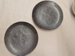 Dessert Teller Set Schwarz / Gold (2 Teller)
