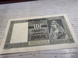 10 SERBISCHE DINARA 1. MAJ 1941 guter Zustand
