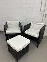 Rattan Lounge, 2 Sessel mit 1x Fussteil