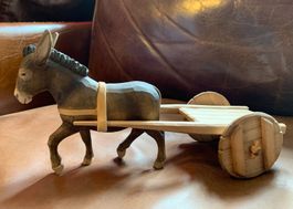 Huggler Brienz, Esel mit Wagen, Gespann, Holz, Krippenfigur