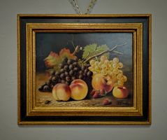 Antikes französisches Obststillleben-Ölbild, signiert