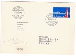 Lettre de Zürich Flughafen 1er jour Pour Aarau 29.VIII.53