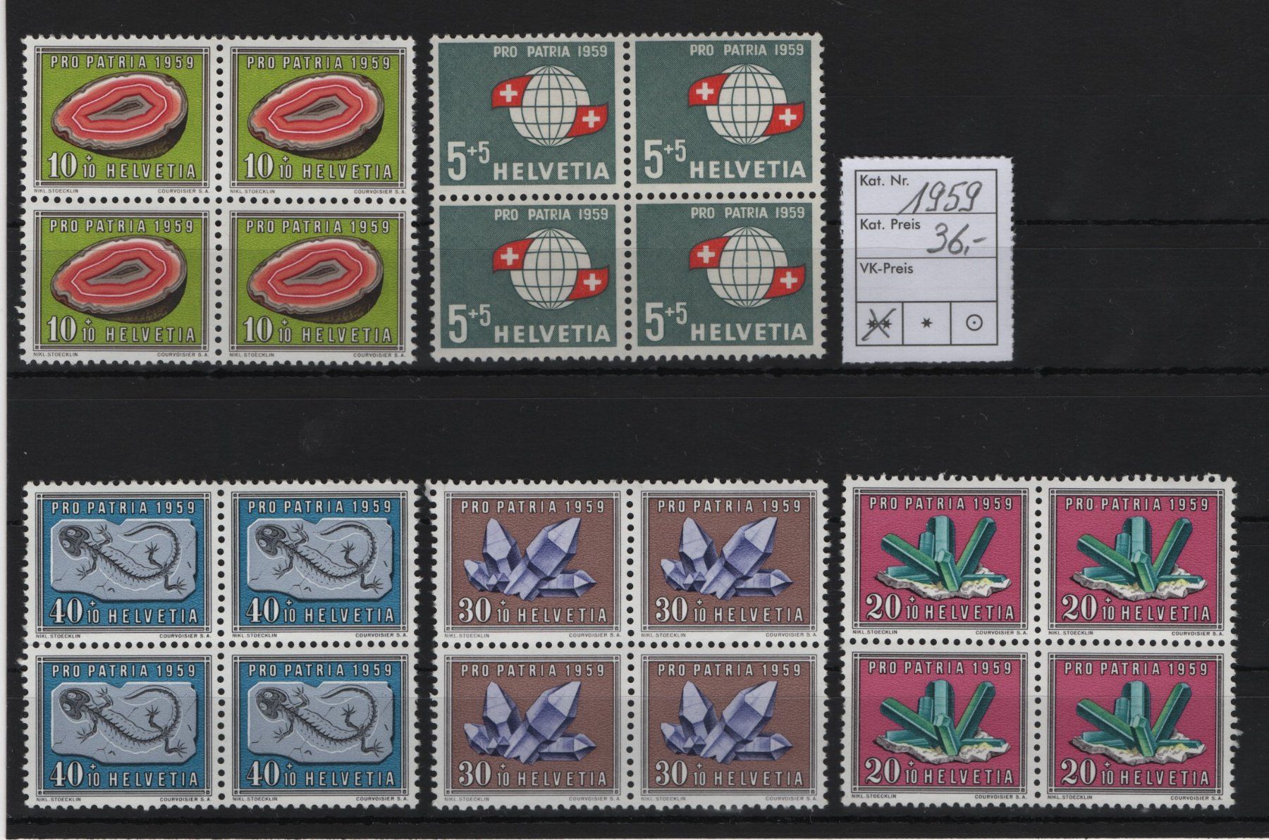 Tutti i francobolli: Serie Pro Patria 1959 viererblock Postfrisch Kat. 36.- – Nuovo (secondo la descrizione) da Gordola venduto da tist