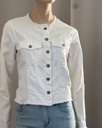 Buffelo Jeansjacke weiss mit Fransen kragenlos Gr.S