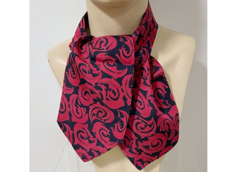 Herrenschal Ascot Seide schwarz-rot abstrakt VINTAGE 1950s
