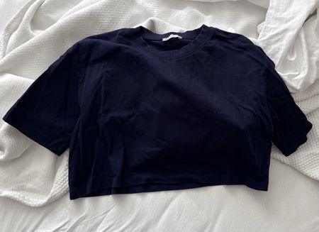 ZARA blue crop t-shirt L 100% cotton
