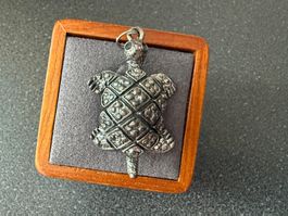 Vintage Silber Metall Schildkröte Anhänger