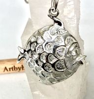 DESIGNER ANHÄNGER KUGELFISCH AN KETTE  - JE SILBER 925+MP ze