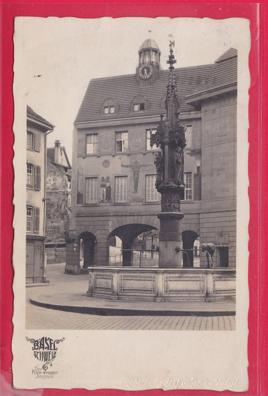 Cartoline postali: BASEL, FISCHMARKT, 2.4.1926 – Usato da Oberrieden venduto da Gebirgsstelze