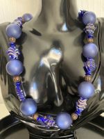 Collier bleu perles en verre de Murano fait main
