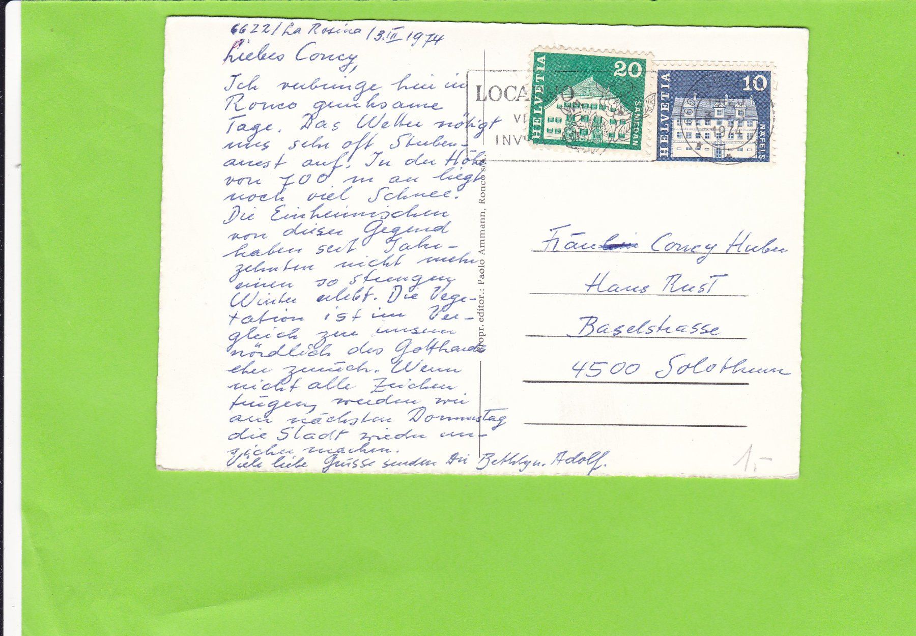Cartoline postali: Ronco – Usato da St. Peterzell venduto da neckertal 1