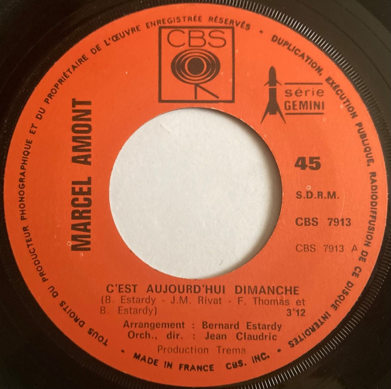 Dischi in vinile: MARCEL AMONT - C'EST AUJOURD'HUI DIMANCHE – Usato da Poliez-Pittet venduto da Newtown-Records 2