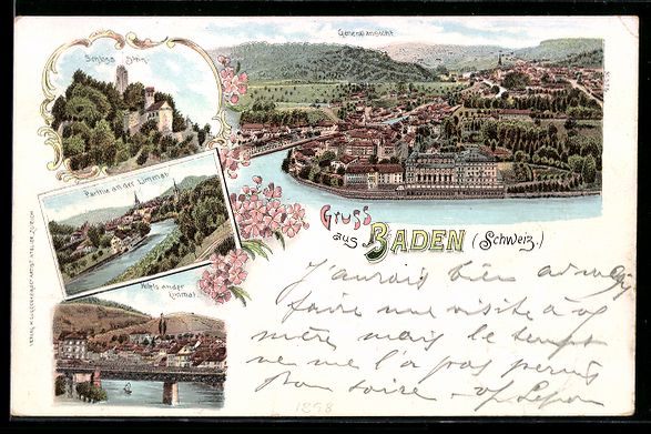 Cartes postales: Litho Baden /Schweiz, Ortsansicht mit Sc – D'occasion à Berlin par bartko-reher