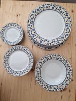 30teiliges Teller/Geschirr-Set weiss/blau/beige
