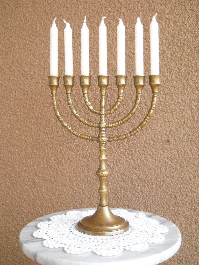 Portacandele: 24,5cm Original jüdischer David Messing Kerzenständer MENORA – Usato da Ostermundigen venduto da eschbe 7