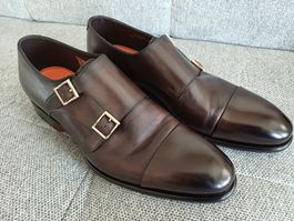 Herrenschuhe Santoni Double Monk Leder braun Grösse 41.5
